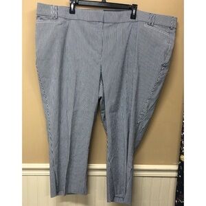Lane Bryant The Allie Dress Pants Skinny Crop Size 26 White & Blue Striped NWT